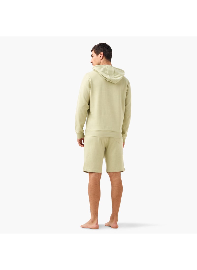 Printed Hoodie and Shorts Set