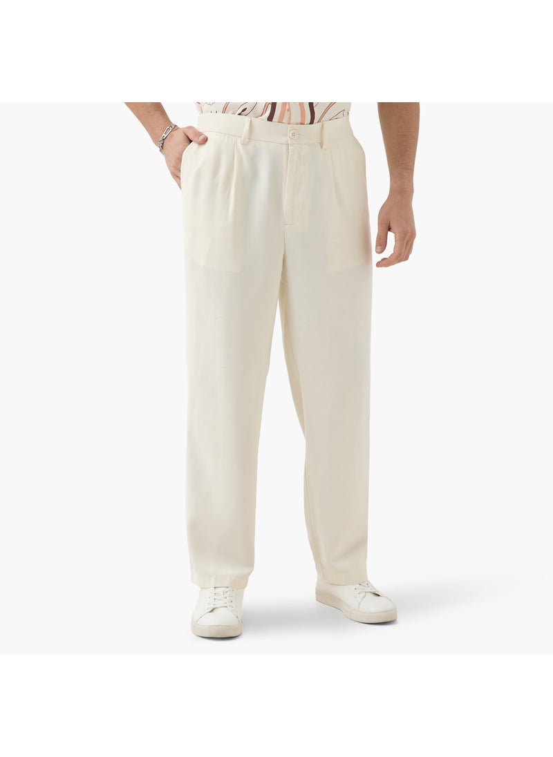 Iconic Regular Fit Trousers with Button Closure and Pockets