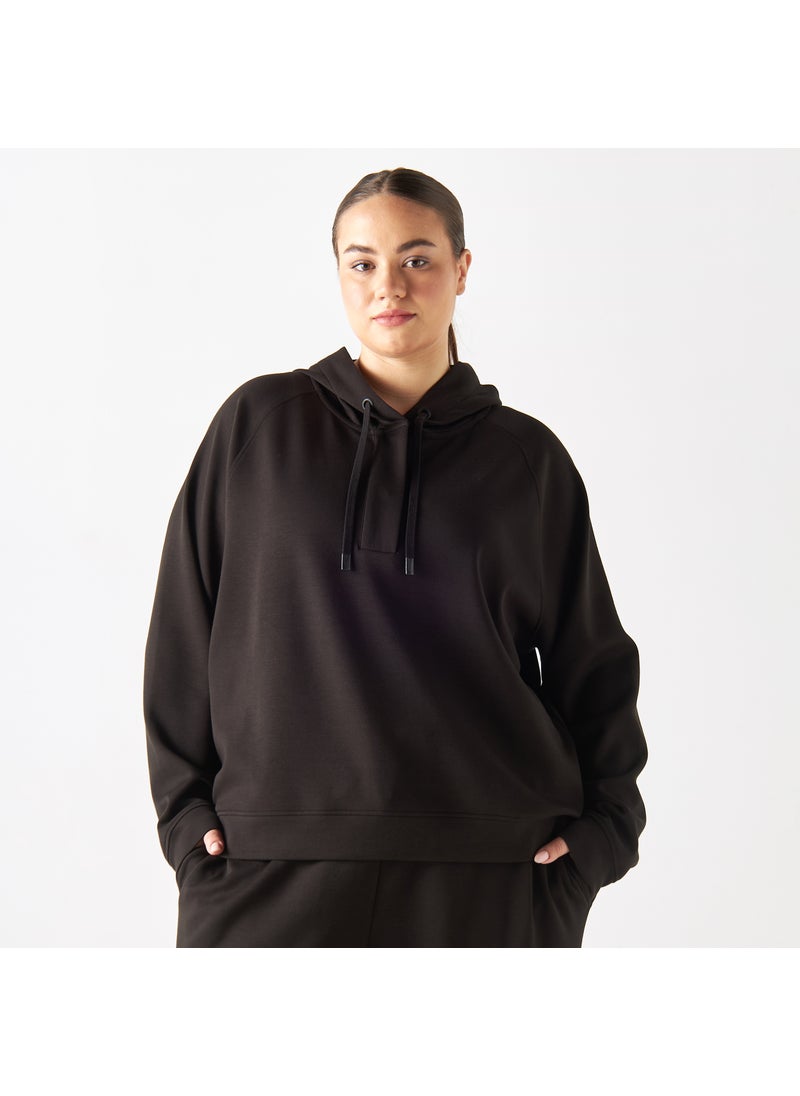 Solid Hoodie with Placket Detail and Long Sleeves