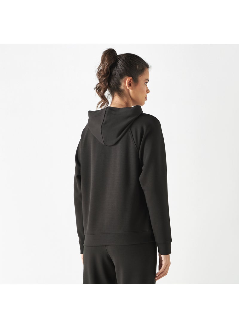 Solid Hoodie with Placket Detail and Long Sleeves