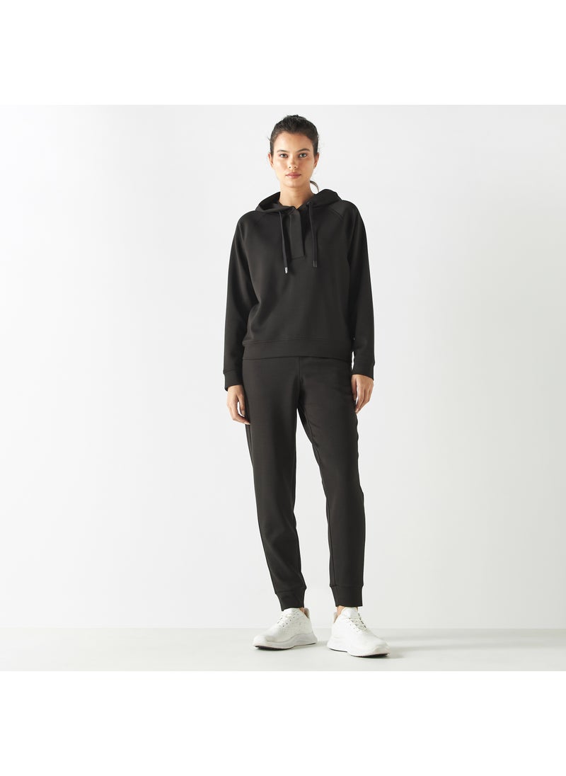 Solid Hoodie with Placket Detail and Long Sleeves