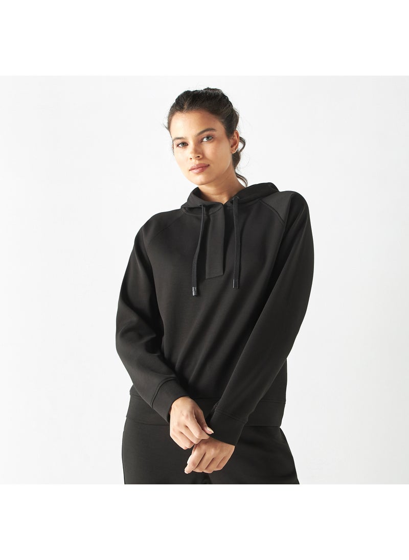 Solid Hoodie with Placket Detail and Long Sleeves