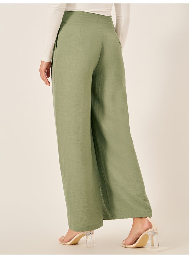 Styli Crinkled Pleated Wide Leg Pants