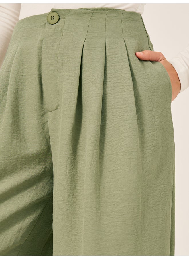 Styli Crinkled Pleated Wide Leg Pants
