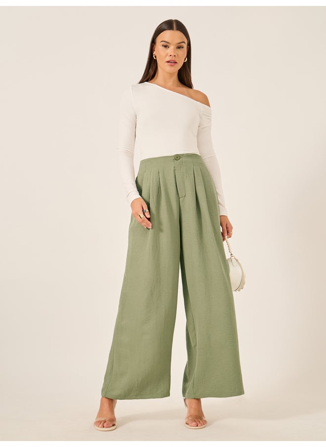 Styli Crinkled Pleated Wide Leg Pants