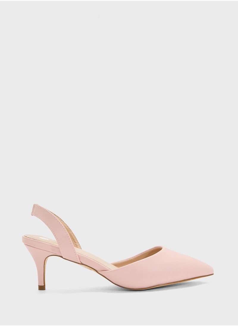 Mid Heel Pump With Slingback