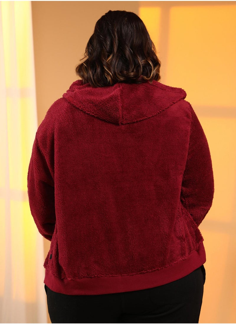 Women's Carmine Red Zip-Front Fleece Hoodie