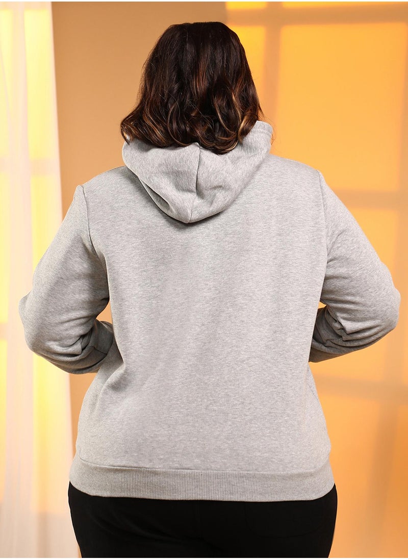 Women's Cloud Grey Solid Pullover Hoodie