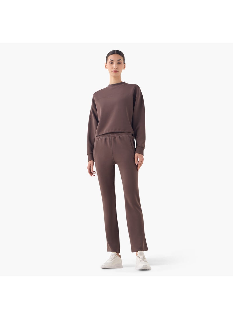 Panelled Cropped Sweatshirt with Long Sleeves