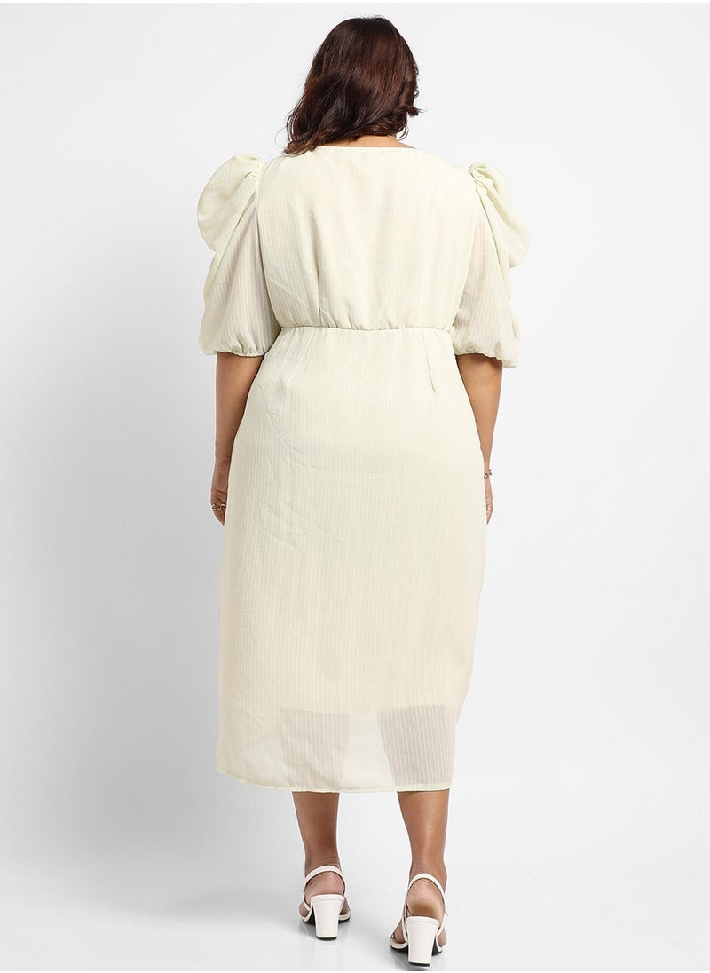Women's Light Yellow Petal Hem Dress
