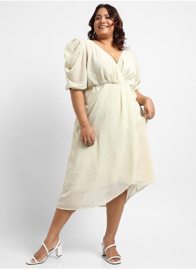 Women's Light Yellow Petal Hem Dress
