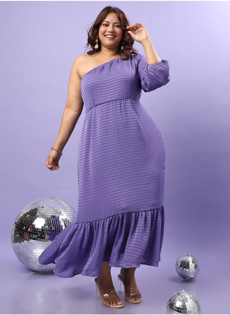Women's Purple Self-Design Dress