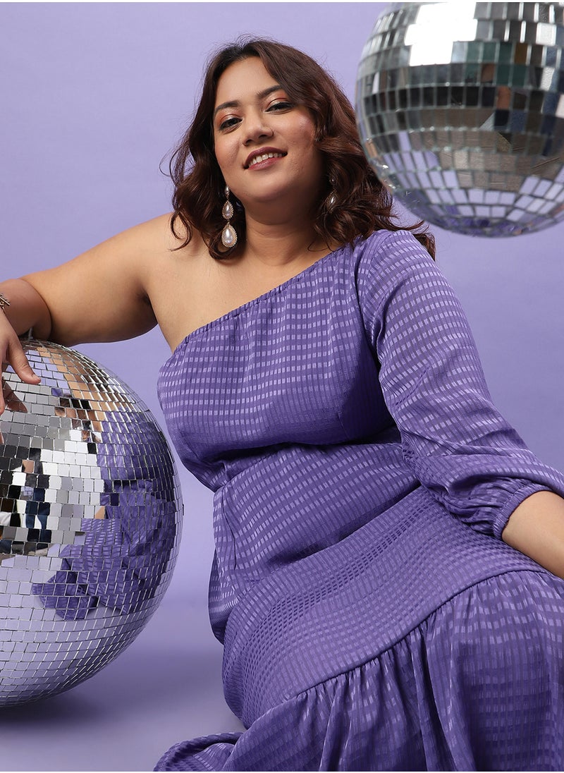 Women's Purple Self-Design Dress