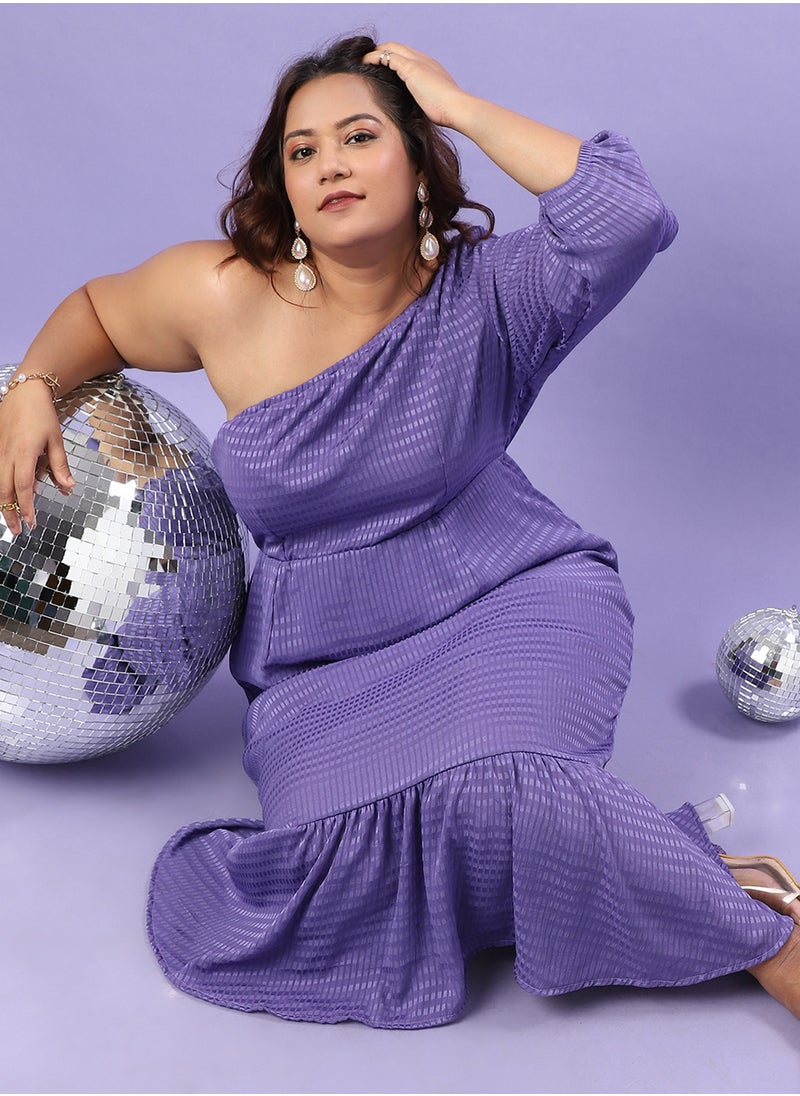Women's Purple Self-Design Dress