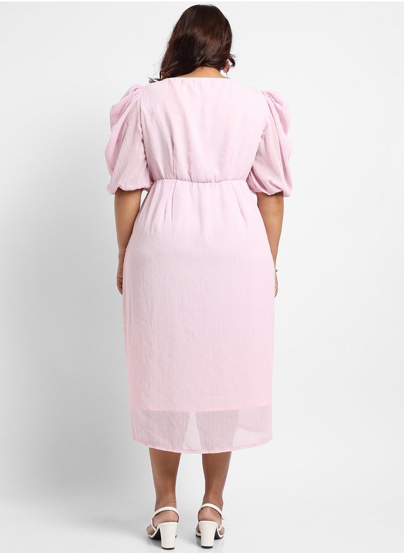 Women's Baby Pink Petal Hem Dress