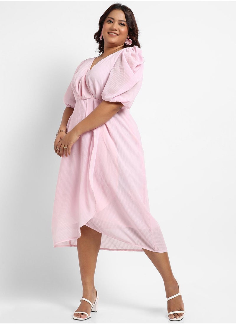 Women's Baby Pink Petal Hem Dress