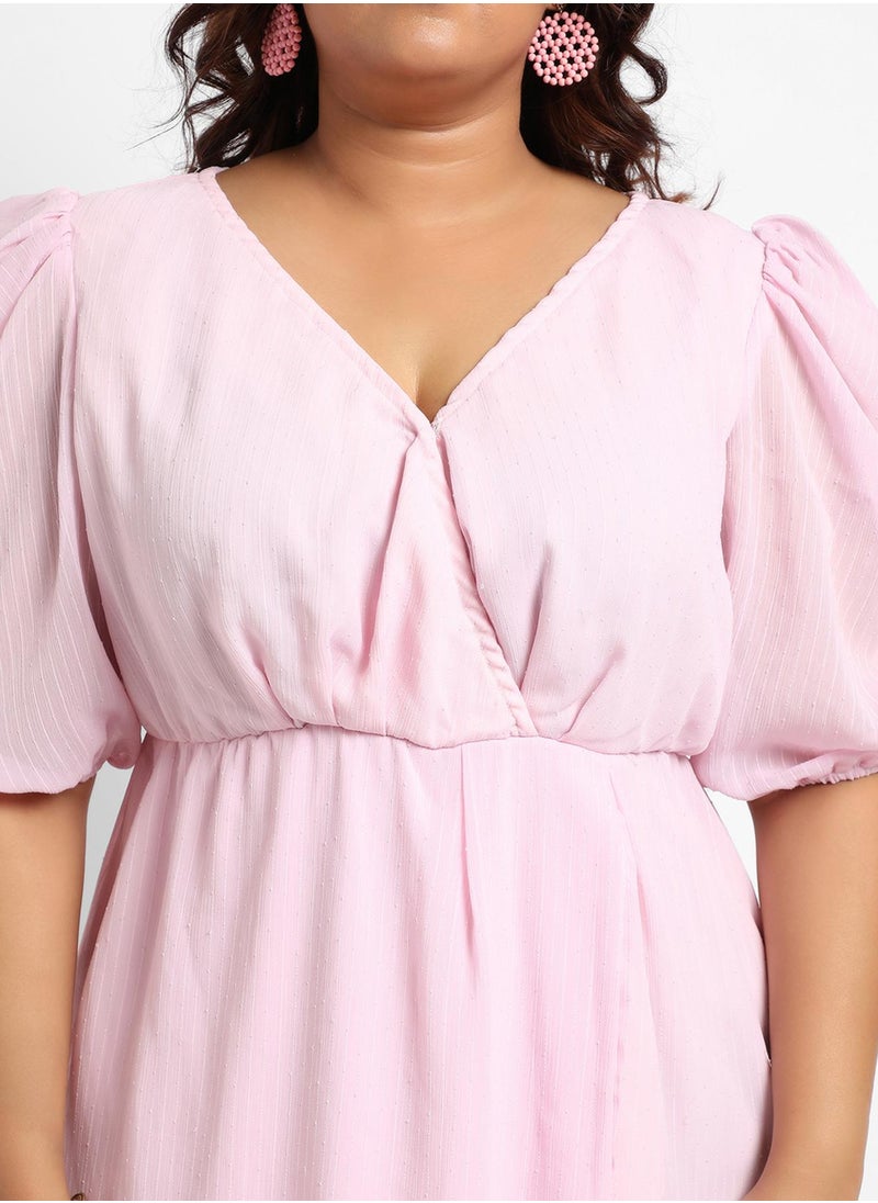 Women's Baby Pink Petal Hem Dress