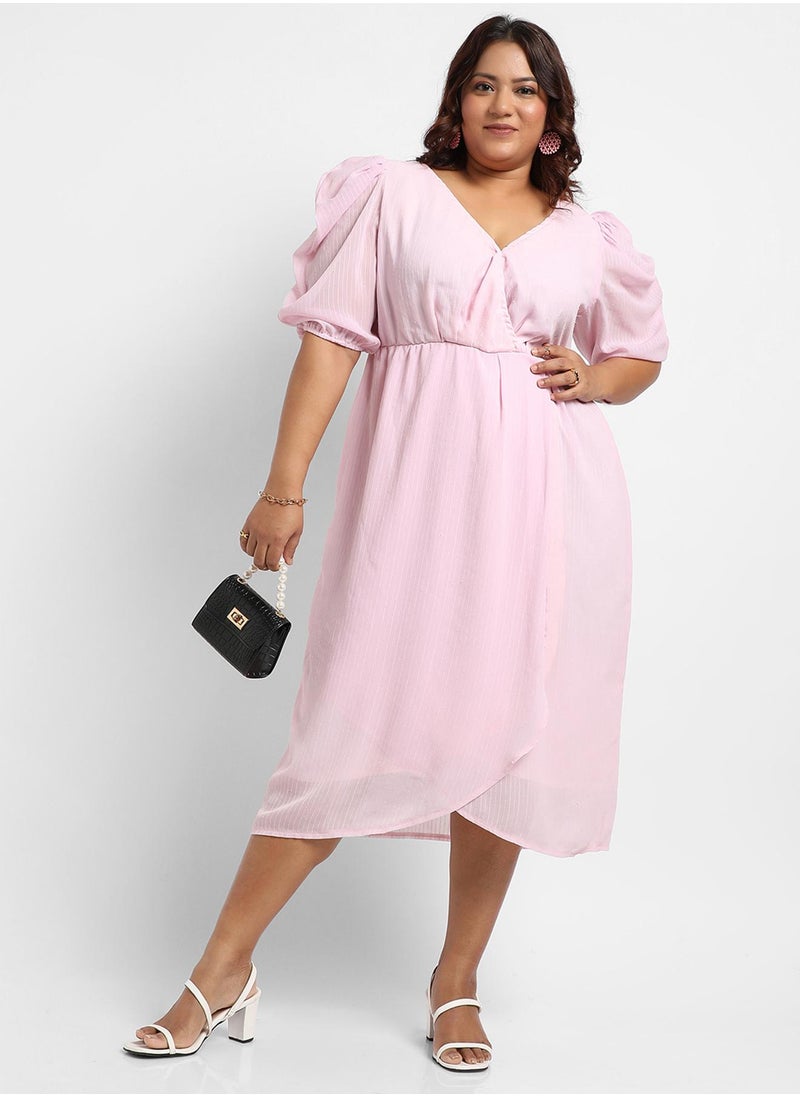 Women's Baby Pink Petal Hem Dress