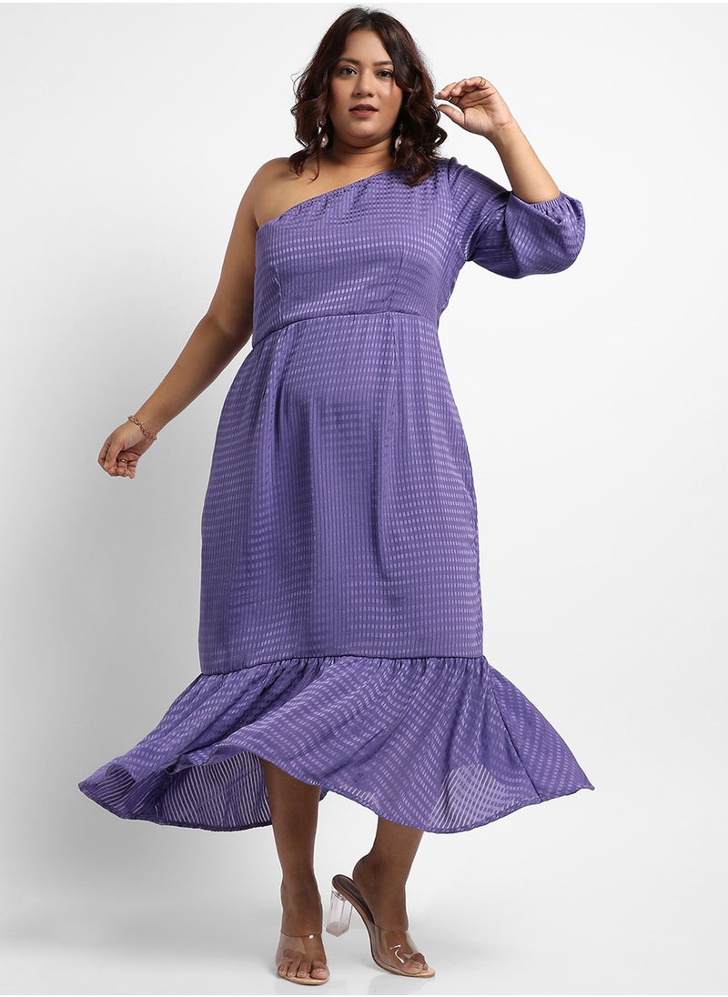 Women's Purple Self-Design Dress