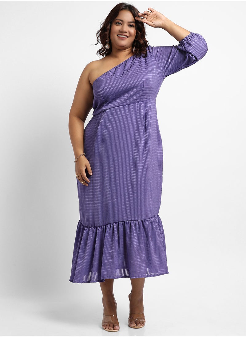 Women's Purple Self-Design Dress