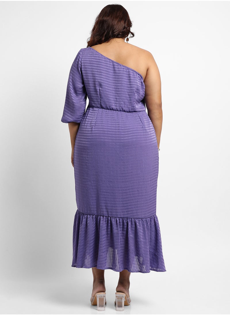 Women's Purple Self-Design Dress