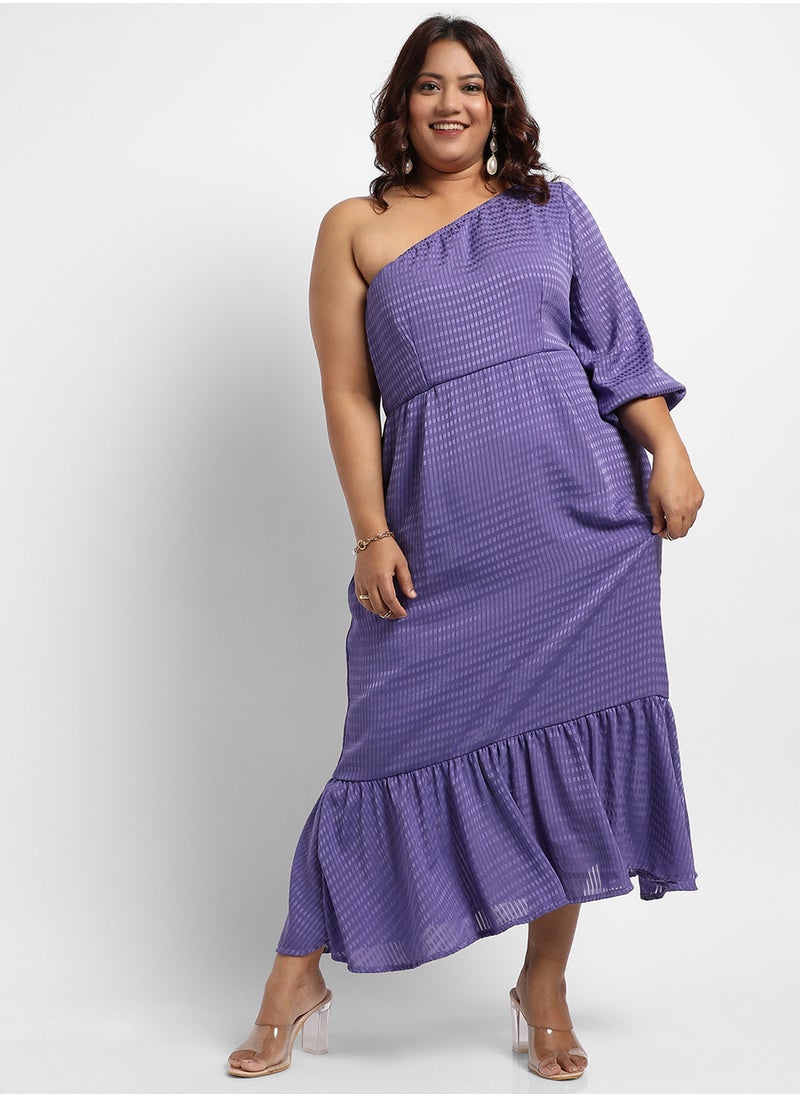 Women's Purple Self-Design Dress