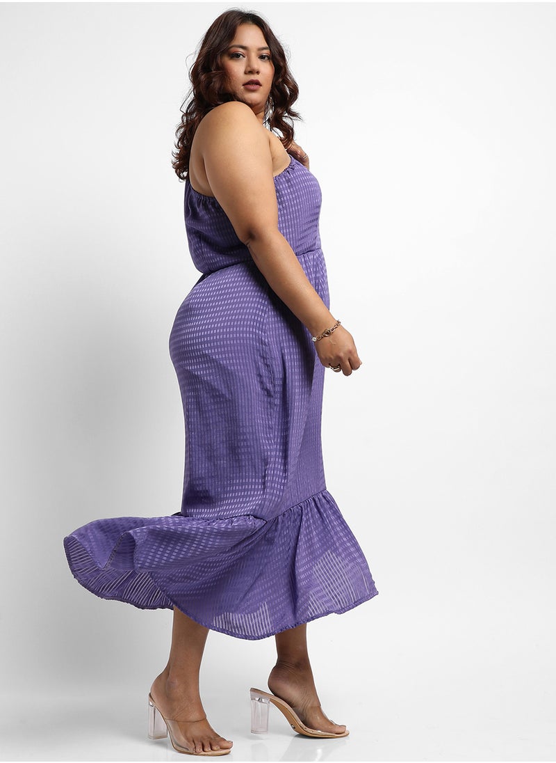 Women's Purple Self-Design Dress
