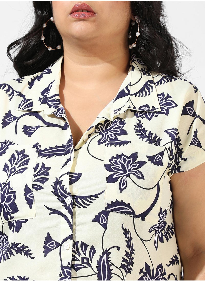 Women's Off-White Dendritic Print Dress