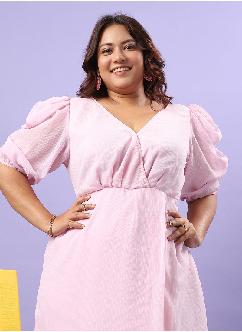 Women's Baby Pink Petal Hem Dress
