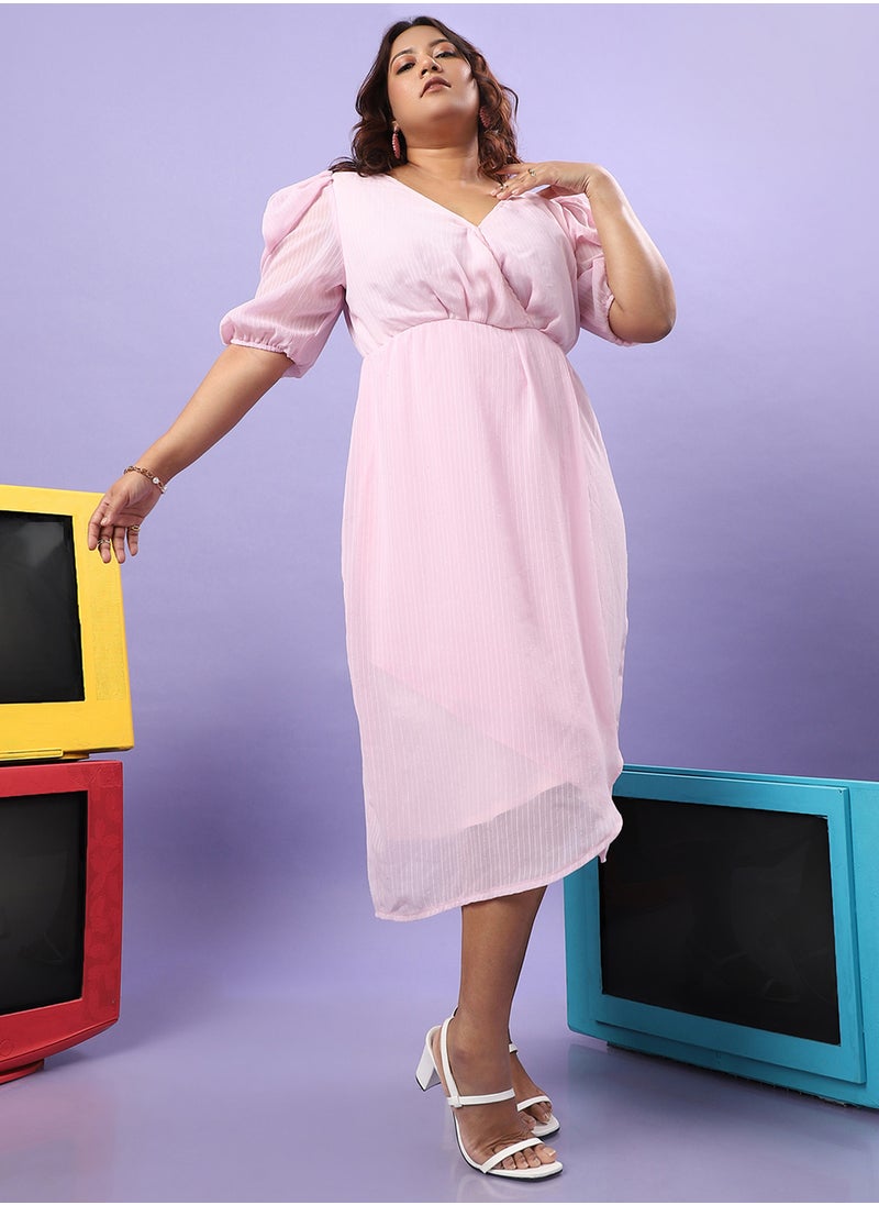 Women's Baby Pink Petal Hem Dress
