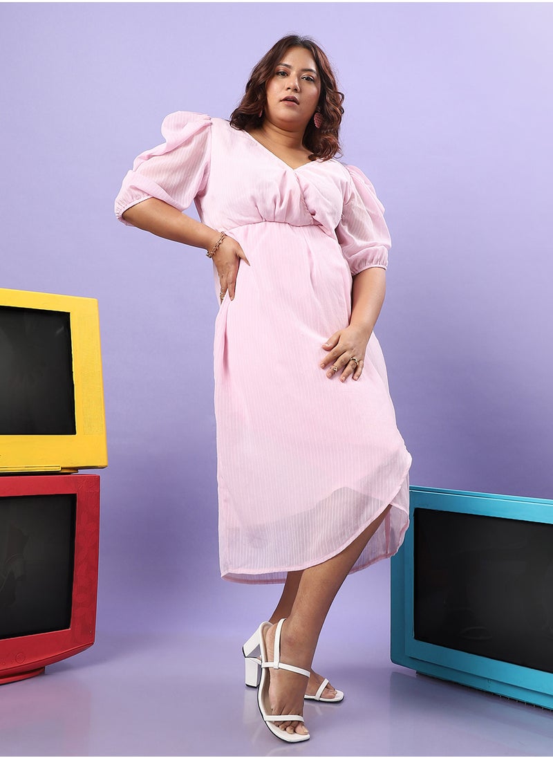 Women's Baby Pink Petal Hem Dress