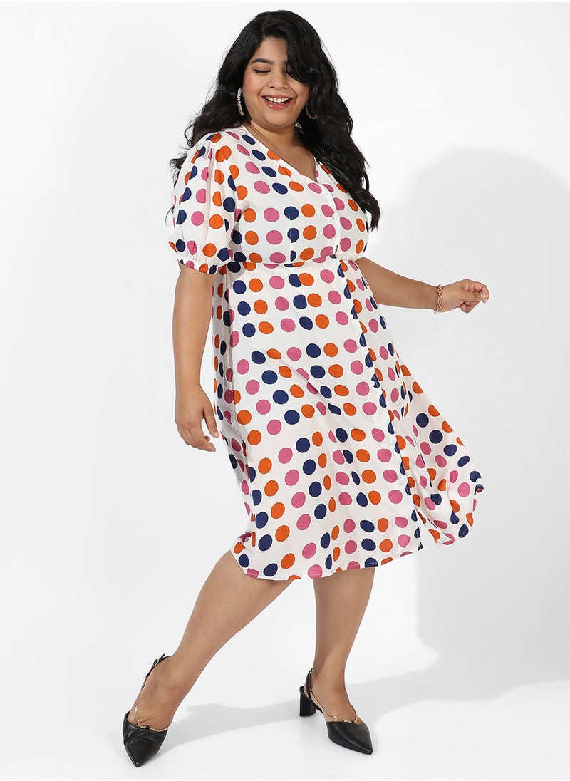 Women's White Polka Dot Dress