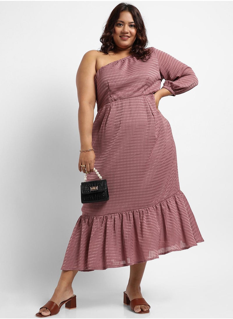 Women's Rouge Pink Self-Design Dress