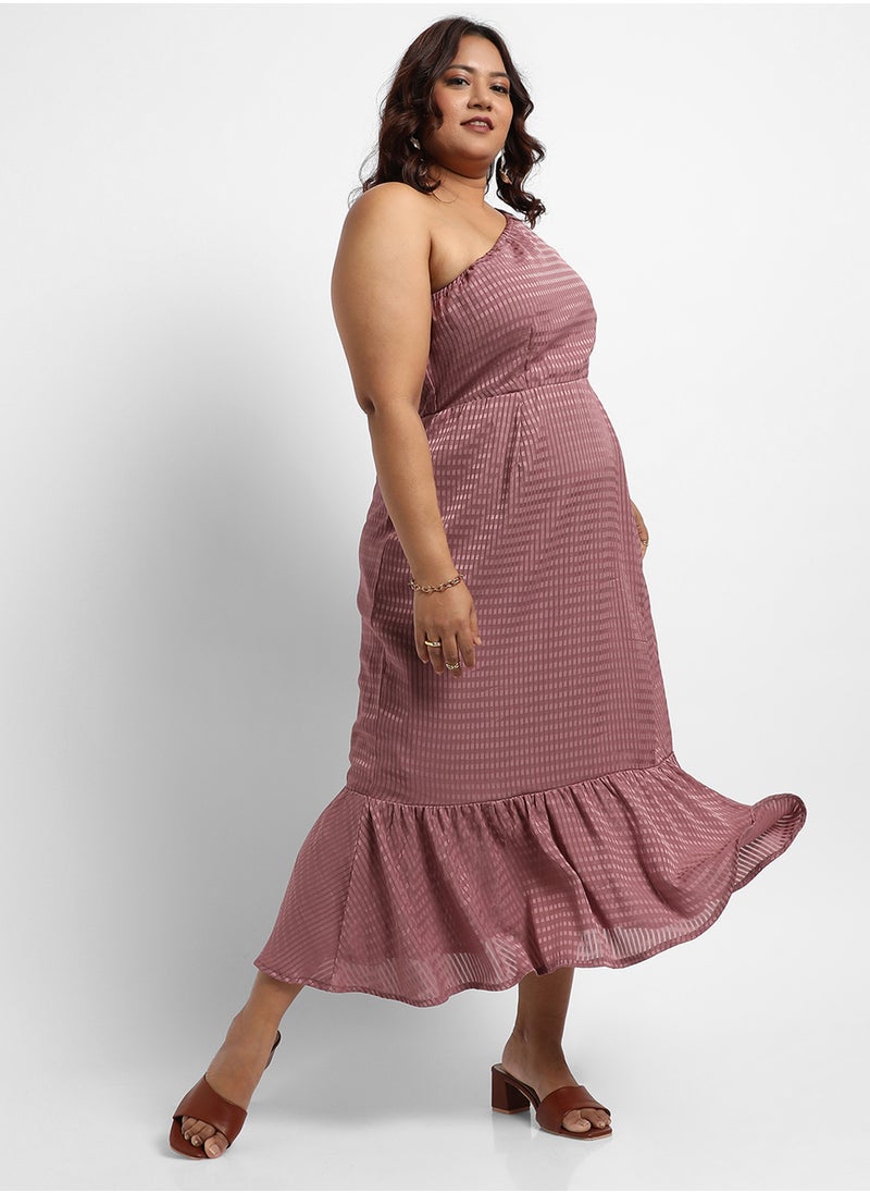 Women's Rouge Pink Self-Design Dress