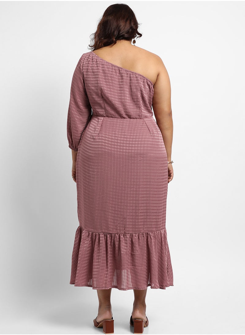 Women's Rouge Pink Self-Design Dress