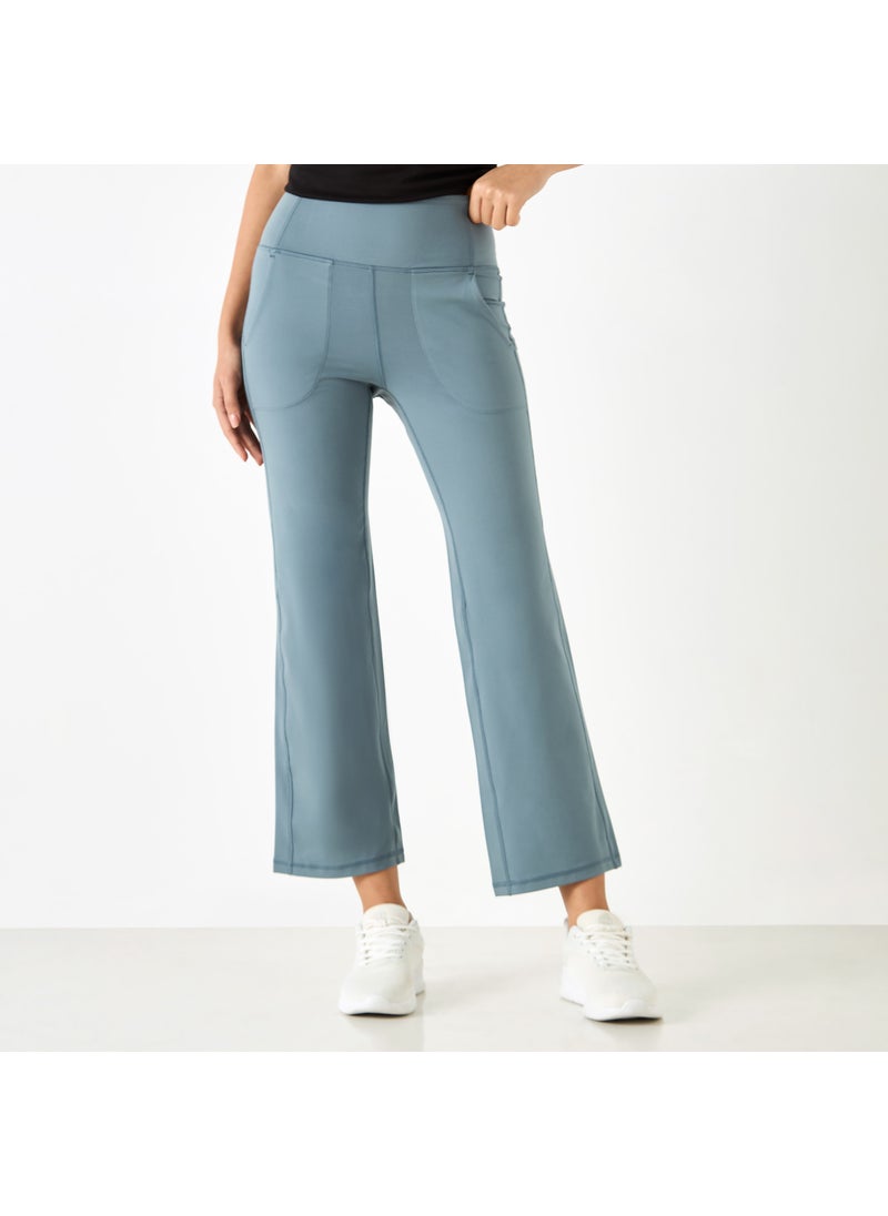 Stitch Detail Flared Leggings with Pockets
