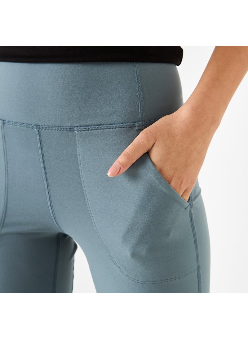 Stitch Detail Flared Leggings with Pockets