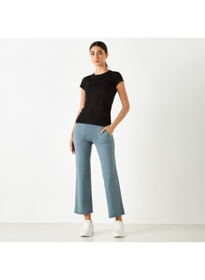 Stitch Detail Flared Leggings with Pockets