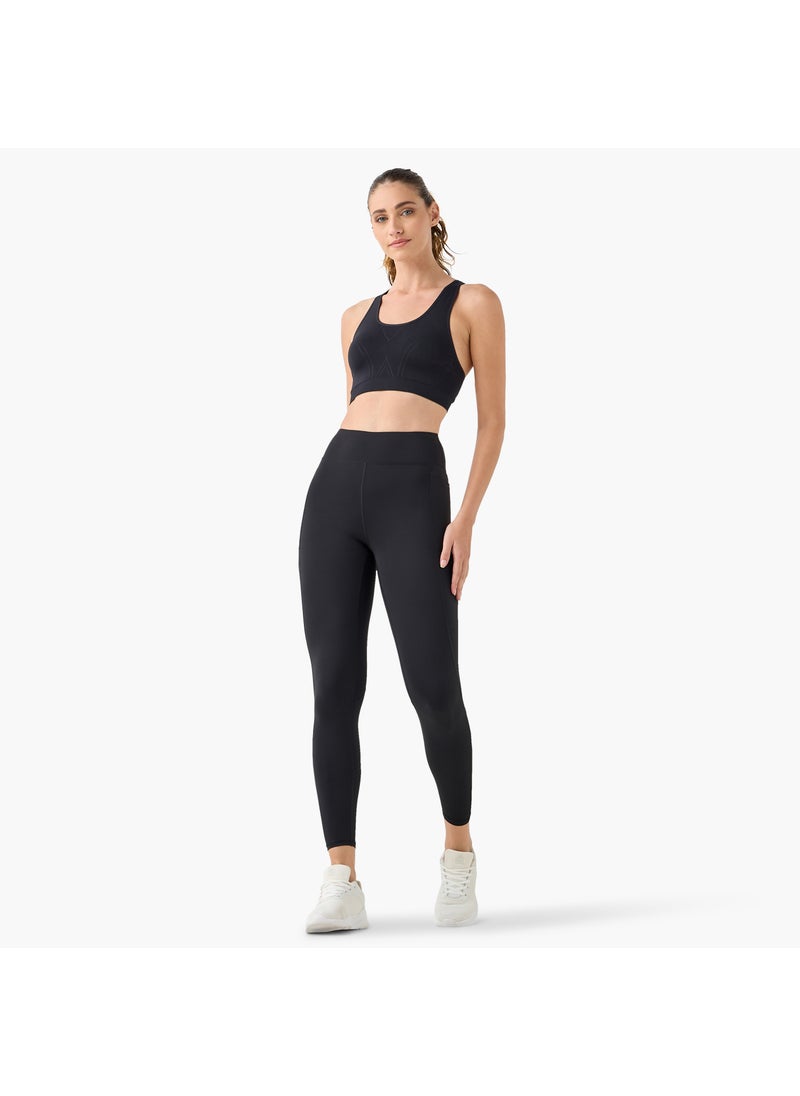 Textured Leggings with Elasticated Waistband and Pocket