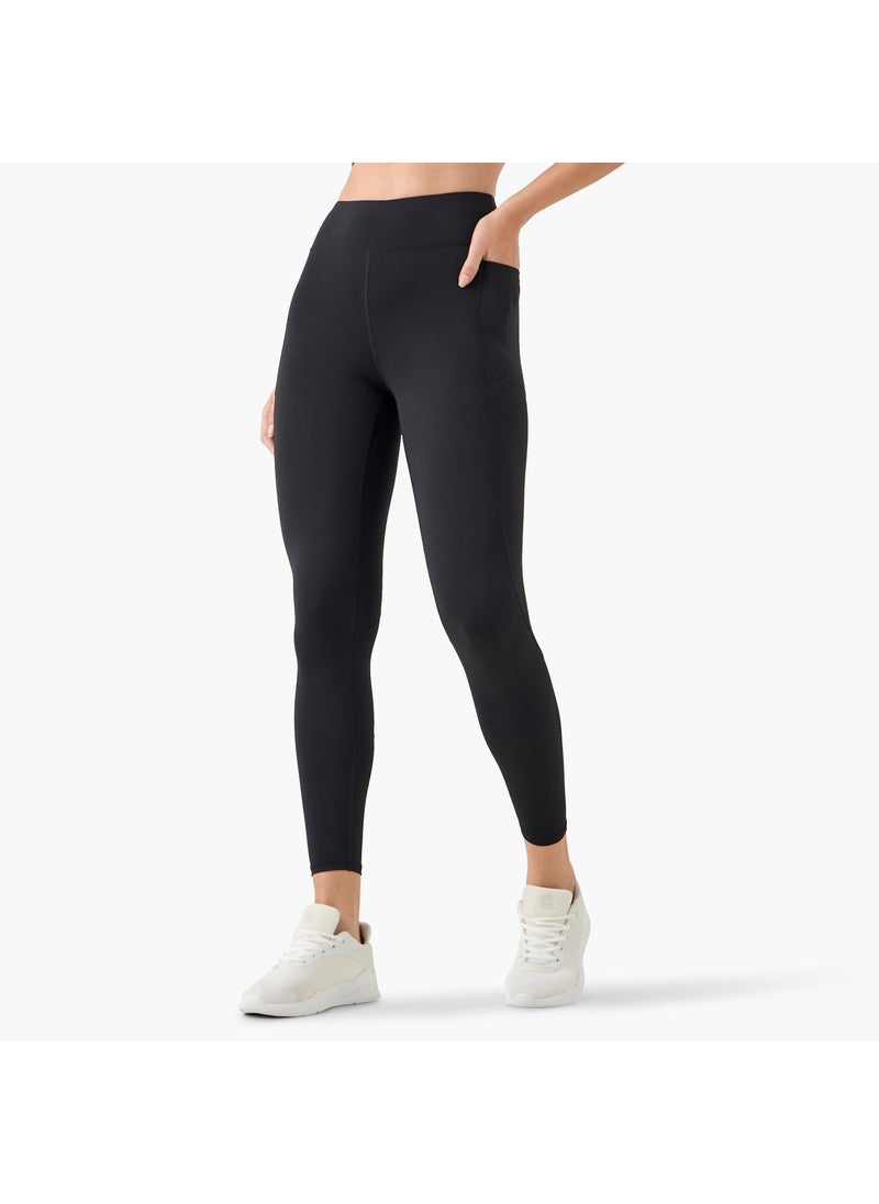 Textured Leggings with Elasticated Waistband and Pocket
