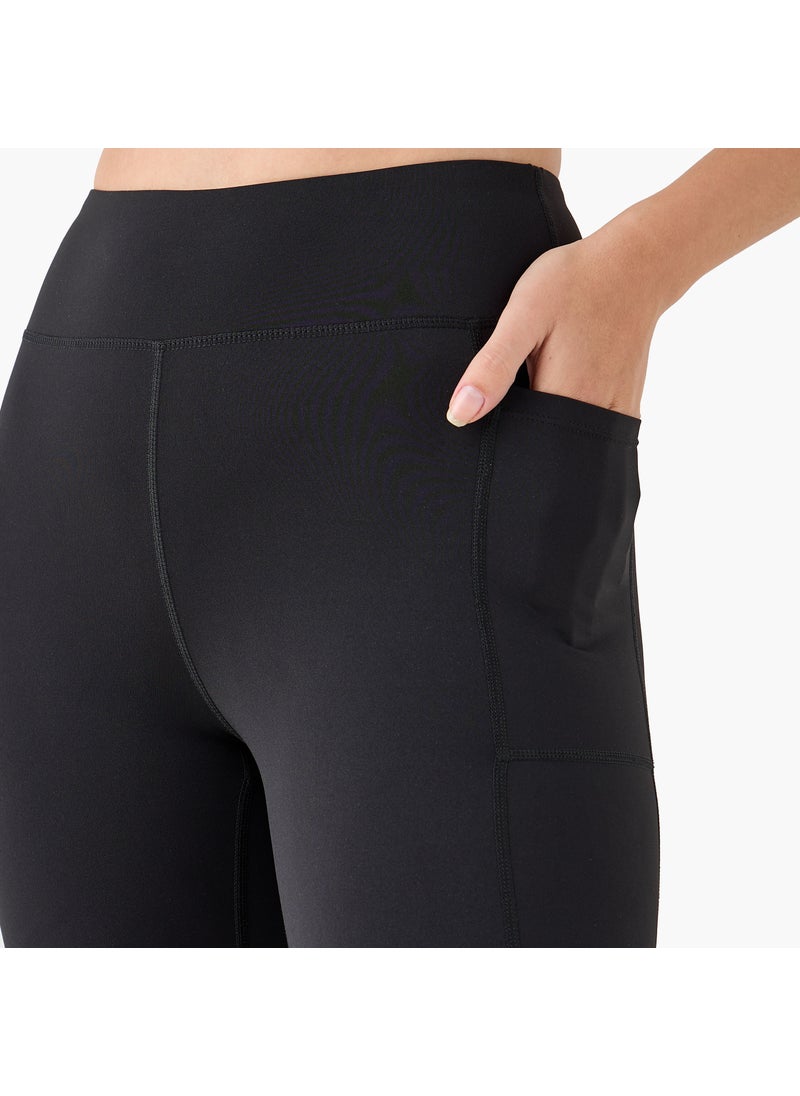 Textured Leggings with Elasticated Waistband and Pocket