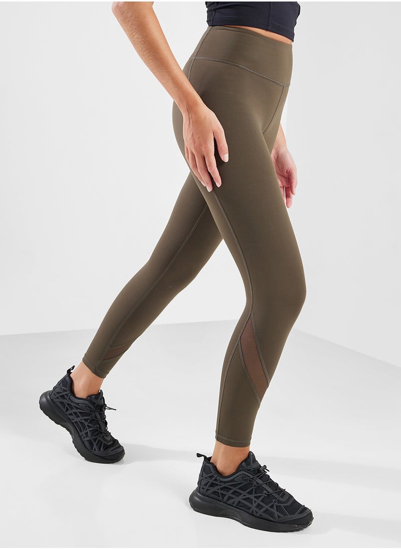 High Rise Sculpting Leggings With Mesh Panel