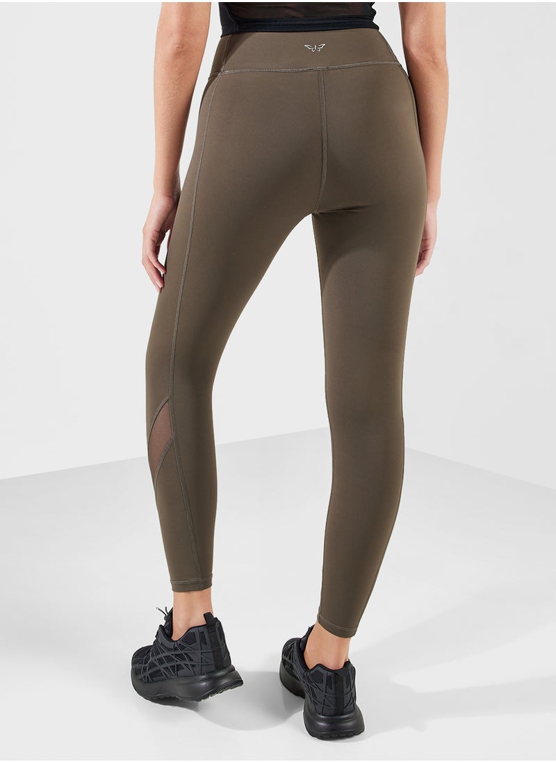 High Rise Sculpting Leggings With Mesh Panel