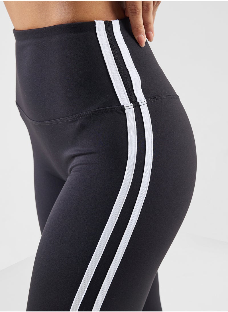 Mid Rise Leggings With Side Stripes