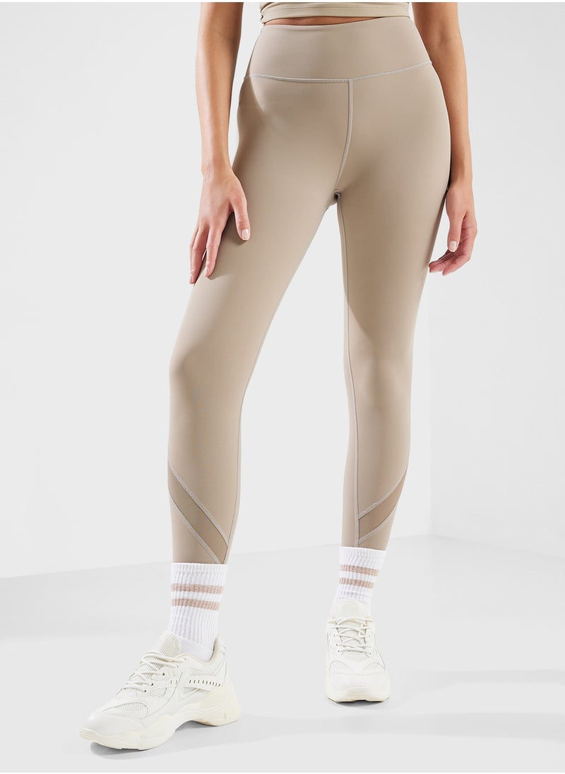 High Rise Sculpting Leggings With Mesh Panel