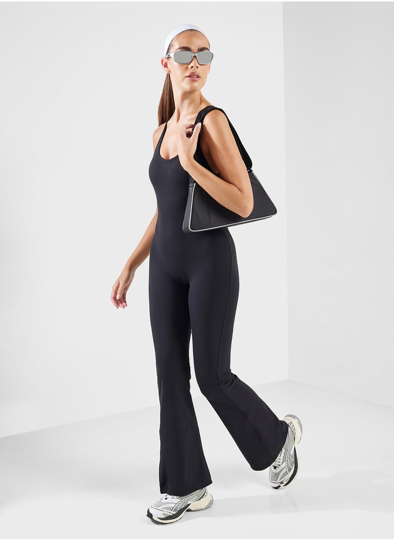 Sleveless Back Cutout Detail Unitard