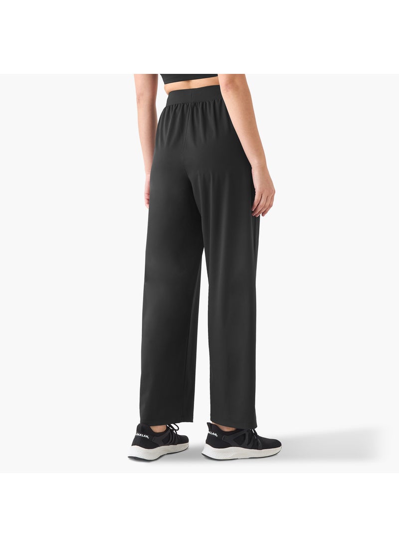 Wide Leg Track Pants with Elasticated Waistband and Pocket