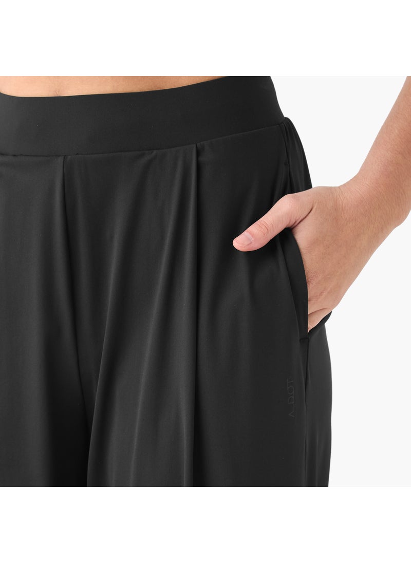 Wide Leg Track Pants with Elasticated Waistband and Pocket