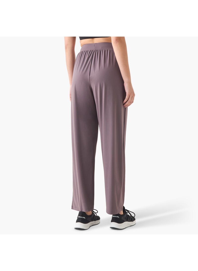 Wide Leg Track Pants with Elasticated Waistband and Pocket
