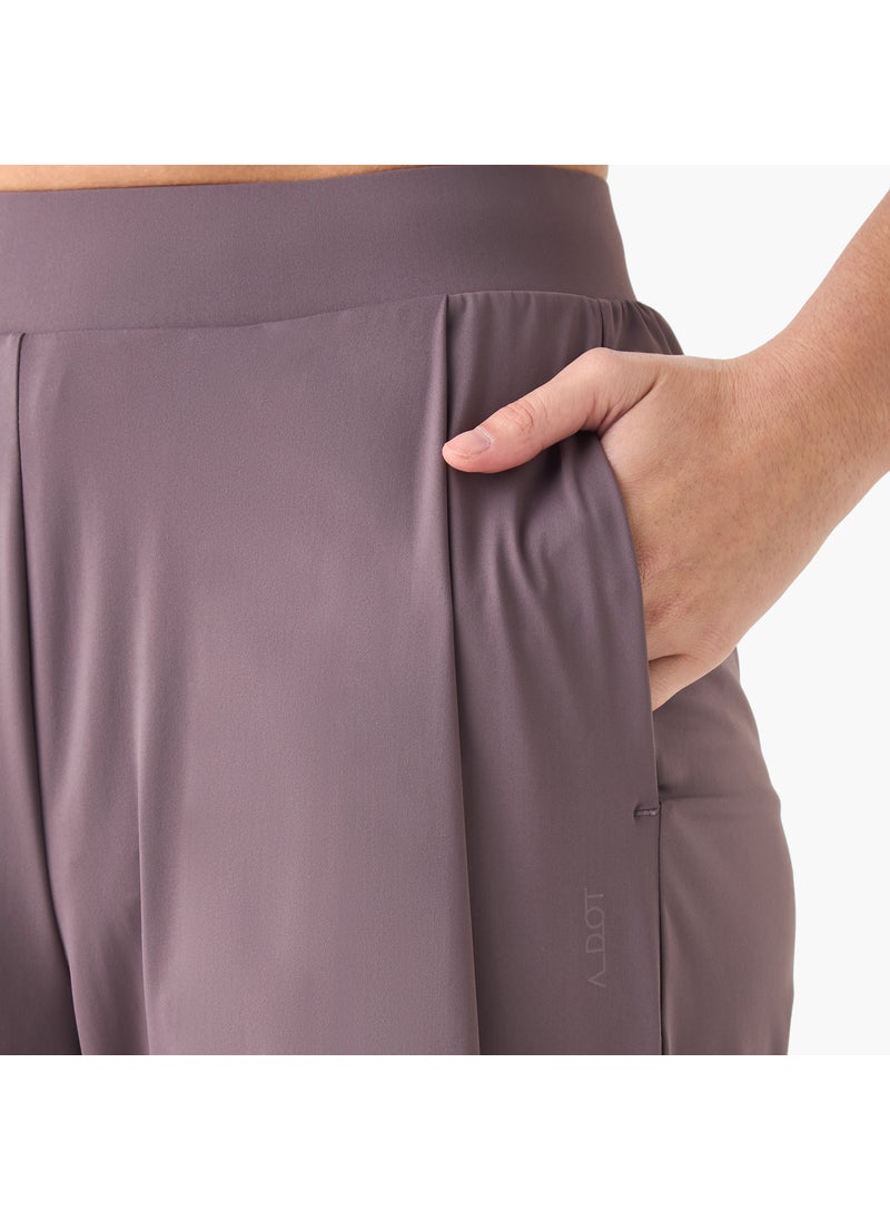 Wide Leg Track Pants with Elasticated Waistband and Pocket
